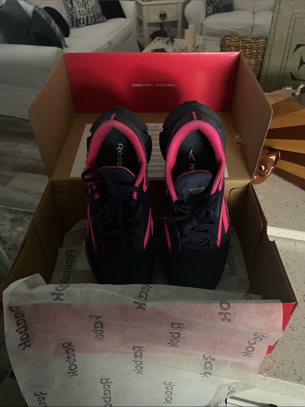 Reebok Women's Navy and Pink Athletic Trainers